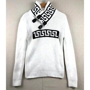 Young Republic White & Black Greek Key Design Wool Blend Men's Size M Sweater